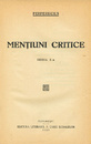 Mentiuni critice (tom I, editia princeps, 1928) Mentiuni critice (tom I, editia princeps, 1928)